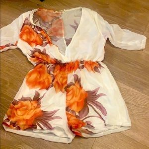 Beach island romper cover up one piece sheer small